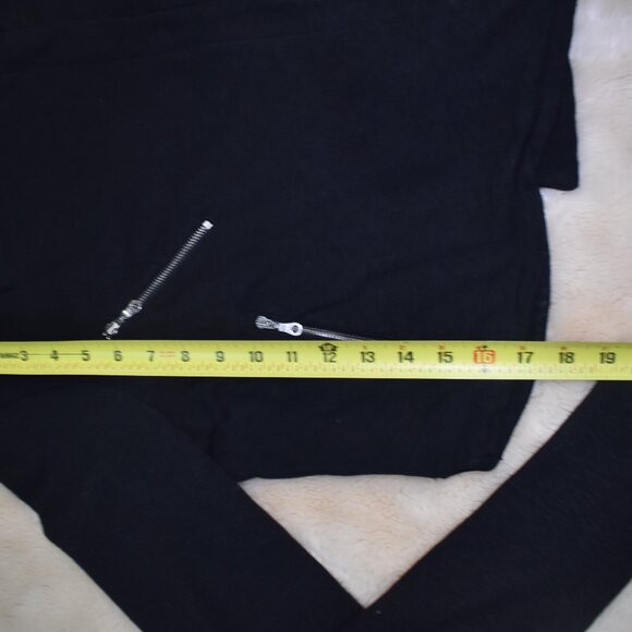 Hi Line Black Cotton Moto Biker Jacket Size Large Asymmetrical Zip - Picture 12 of 16